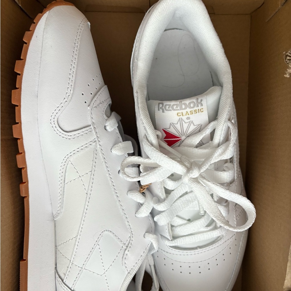 Reebok Classic Leather White with Tan Soles